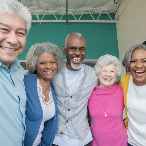 Group of smiling retirees